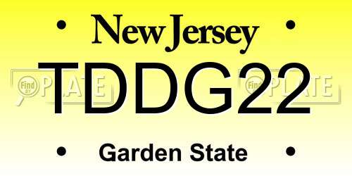 TDDG22 New Jersey License Plate