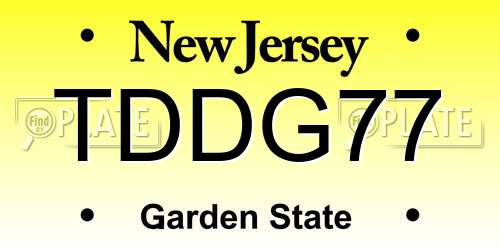 TDDG77 New Jersey License Plate