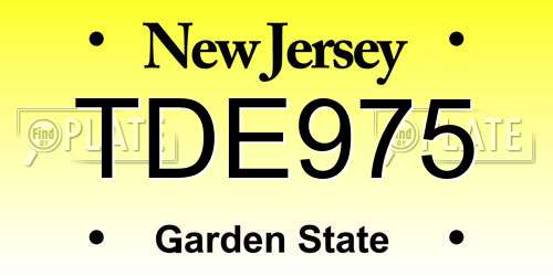 TDE975 New Jersey License Plate