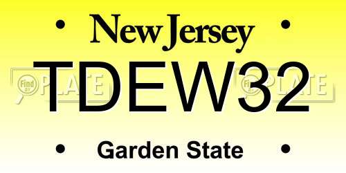 TDEW32 New Jersey License Plate