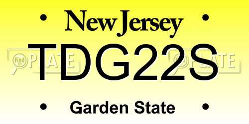 TDG22S New Jersey License Plate