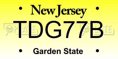 TDG77B New Jersey License Plate