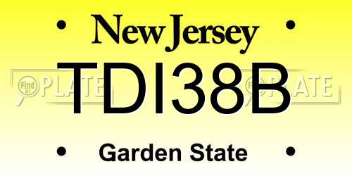 TDI38B New Jersey License Plate