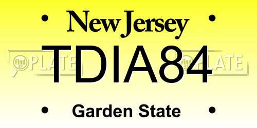 TDIA84 New Jersey License Plate
