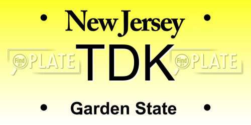 TDK New Jersey License Plate