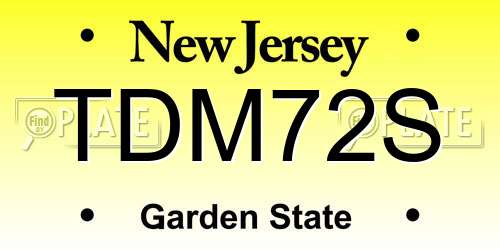 TDM72S New Jersey License Plate