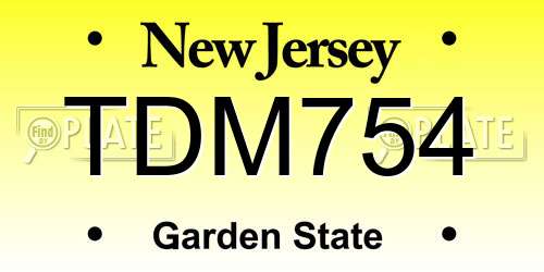 TDM754 New Jersey License Plate