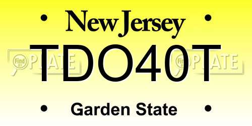 TDO40T New Jersey License Plate