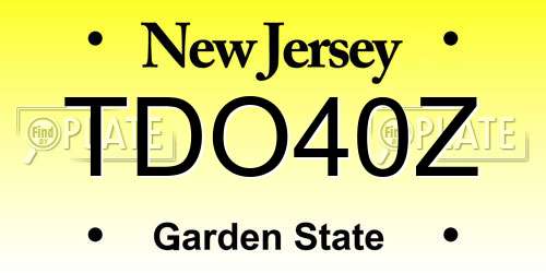 TDO40Z New Jersey License Plate