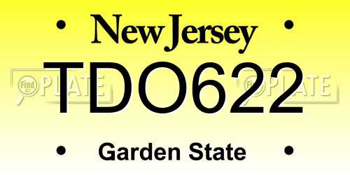 TDO622 New Jersey License Plate