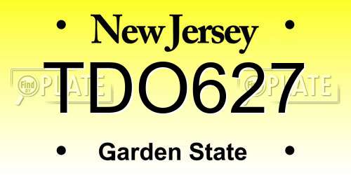 TDO627 New Jersey License Plate
