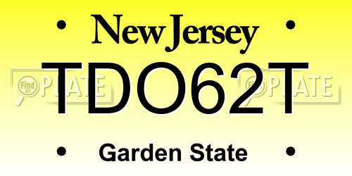 TDO62T New Jersey License Plate