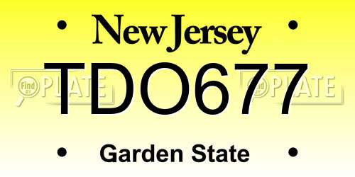 TDO677 New Jersey License Plate