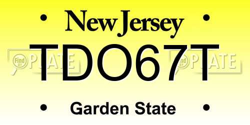 TDO67T New Jersey License Plate