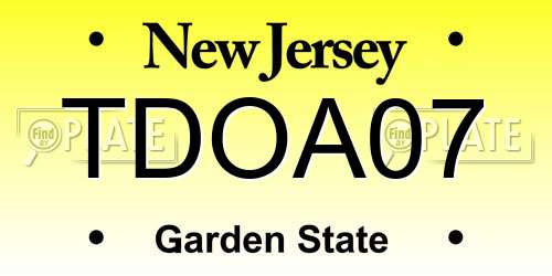 TDOA07 New Jersey License Plate