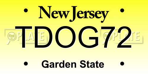 TDOG72 New Jersey License Plate