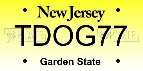 TDOG77 New Jersey License Plate