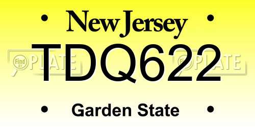 TDQ622 New Jersey License Plate
