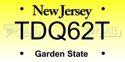 TDQ62T New Jersey License Plate