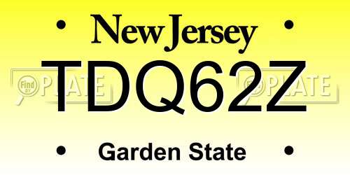 TDQ62Z New Jersey License Plate