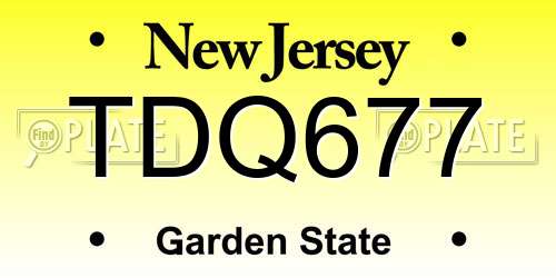 TDQ677 New Jersey License Plate