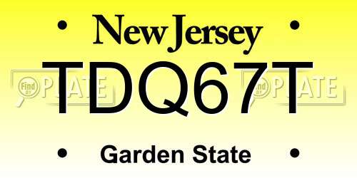TDQ67T New Jersey License Plate