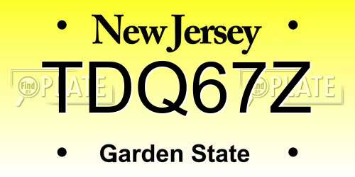 TDQ67Z New Jersey License Plate