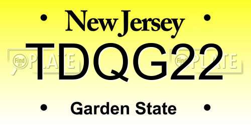 TDQG22 New Jersey License Plate