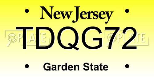 TDQG72 New Jersey License Plate