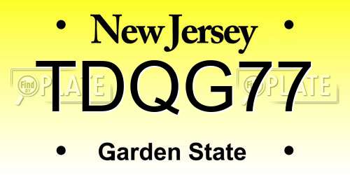 TDQG77 New Jersey License Plate