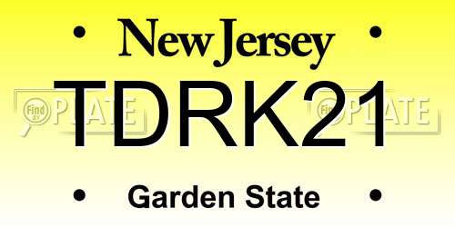 TDRK21 New Jersey License Plate
