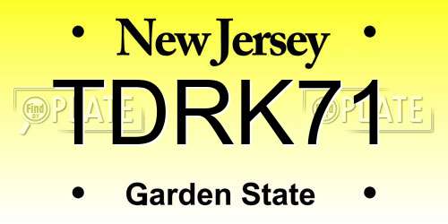 TDRK71 New Jersey License Plate