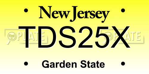 TDS25X New Jersey License Plate