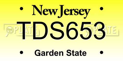 TDS653 New Jersey License Plate