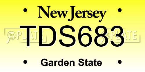 TDS683 New Jersey License Plate