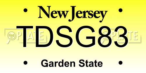 TDSG83 New Jersey License Plate