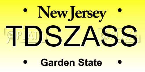 TDSZASS New Jersey License Plate