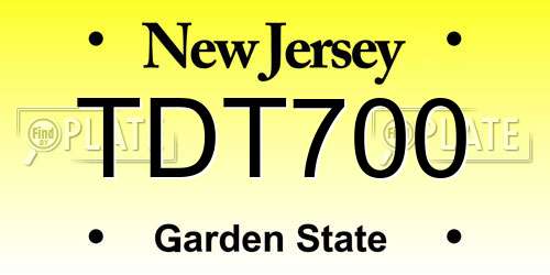 TDT700 New Jersey License Plate