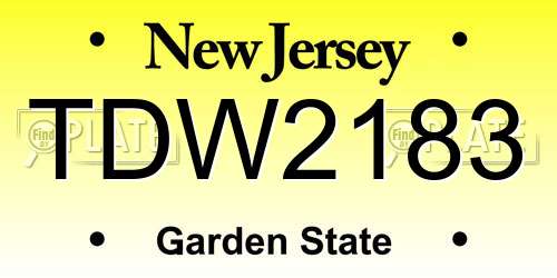 TDW2183 New Jersey License Plate