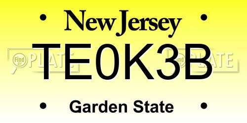TE0K3B New Jersey License Plate