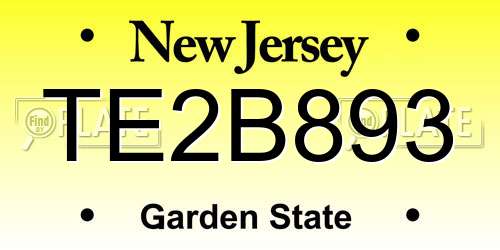 TE2B893 New Jersey License Plate