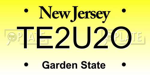 TE2U2O New Jersey License Plate