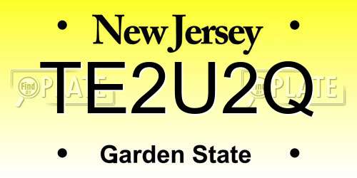TE2U2Q New Jersey License Plate