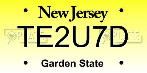 TE2U7D New Jersey License Plate