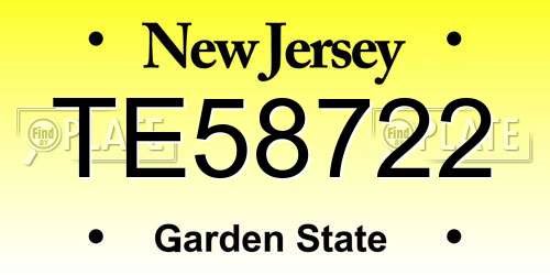 TE58722 New Jersey License Plate