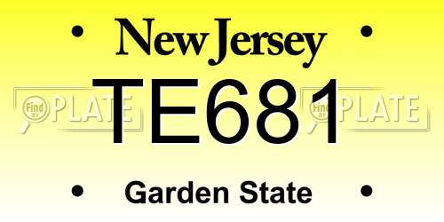 TE681 New Jersey License Plate