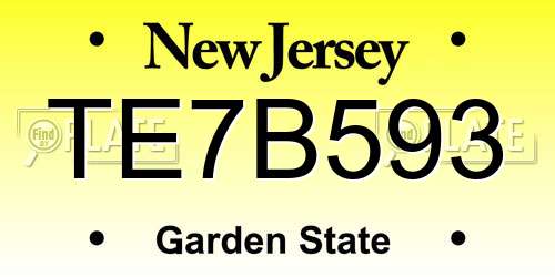 TE7B593 New Jersey License Plate