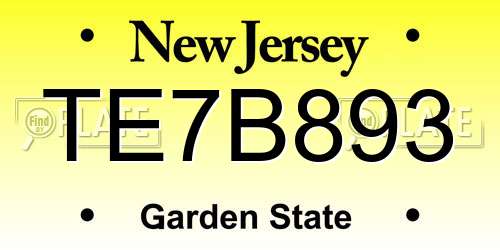 TE7B893 New Jersey License Plate