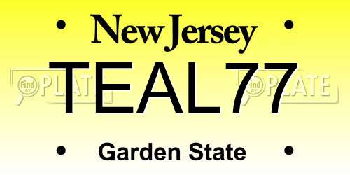 TEAL77 New Jersey License Plate