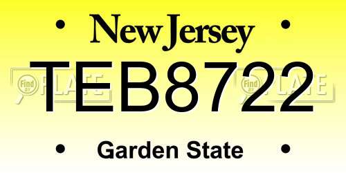 TEB8722 New Jersey License Plate